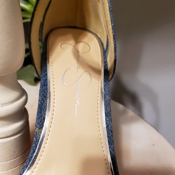 New Jessica Simpson Denim Studded Wedge Heels - Picture 6 of 12